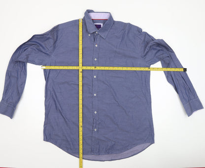 Dylan Thomas Men’s Blue Button-Down XL Long Sleeve Cotton Shirt