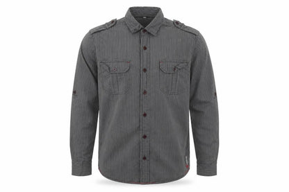 Duck and Cover Men's Grey Striped Long Sleeve Button-Up Shirt M