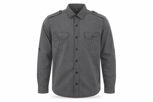 Duck and Cover Men's Grey Striped Long Sleeve Button-Up Shirt M