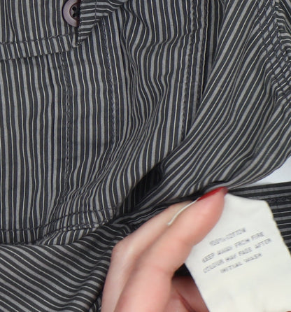 Duck and Cover Men's Grey Striped Long Sleeve Button-Up Shirt M