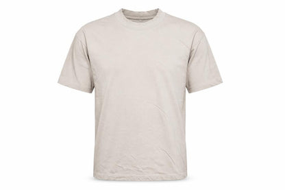 Front view of boohooMAN Men’s Beige Mock Neck Short Sleeve Cotton T-Shirt M
