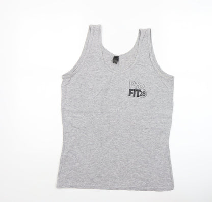 Womens UK Size M Anvil Grey Basic Tank