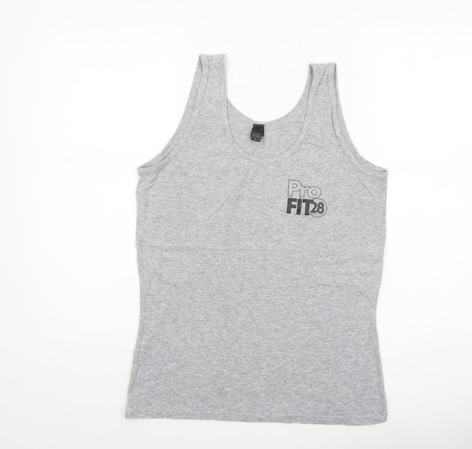 Womens UK Size M Anvil Grey Basic Tank