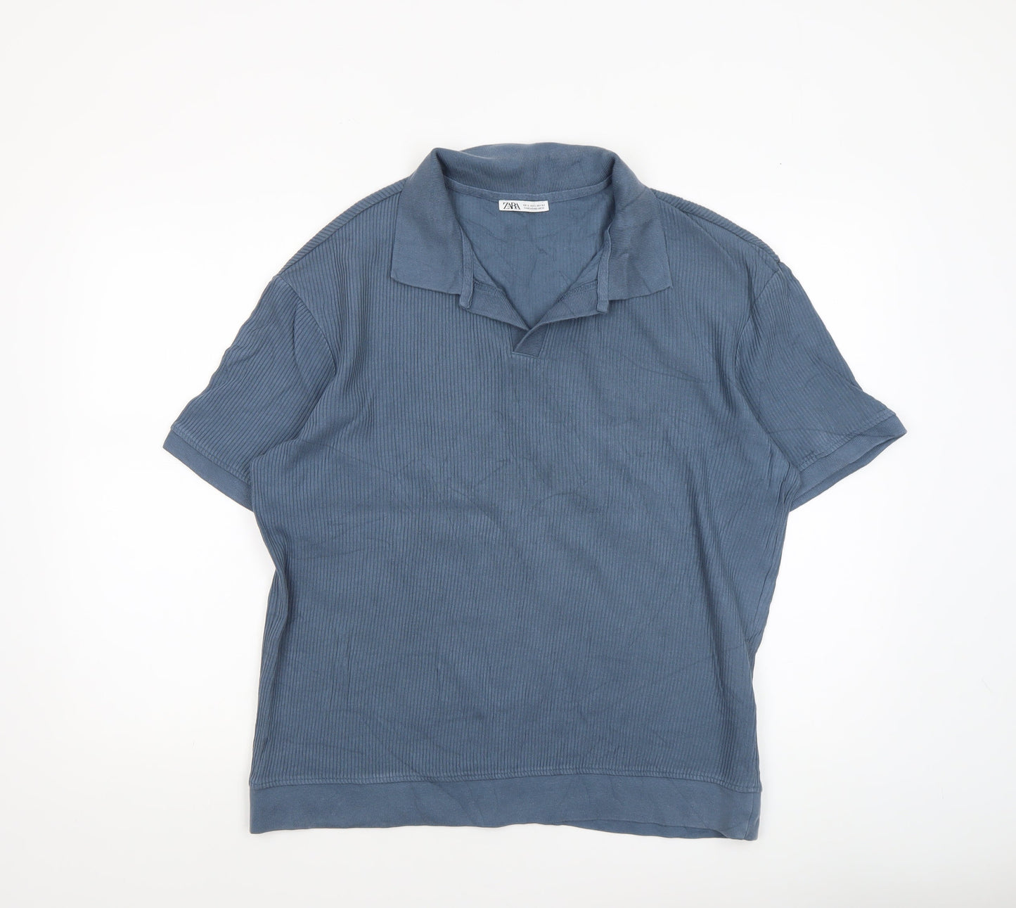 Mens UK Size L Zara Cotton Blend Polo Shirt