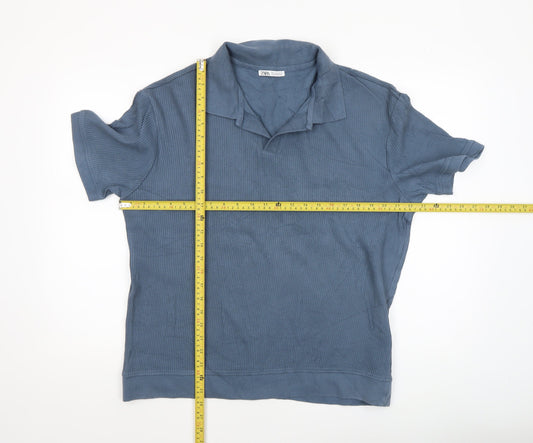 Mens UK Size L Zara Cotton Blend Polo Shirt