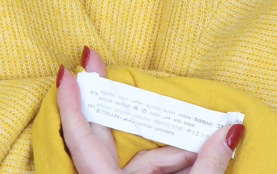 Womens UK Size 8 Zara Yellow Cropped Blouse