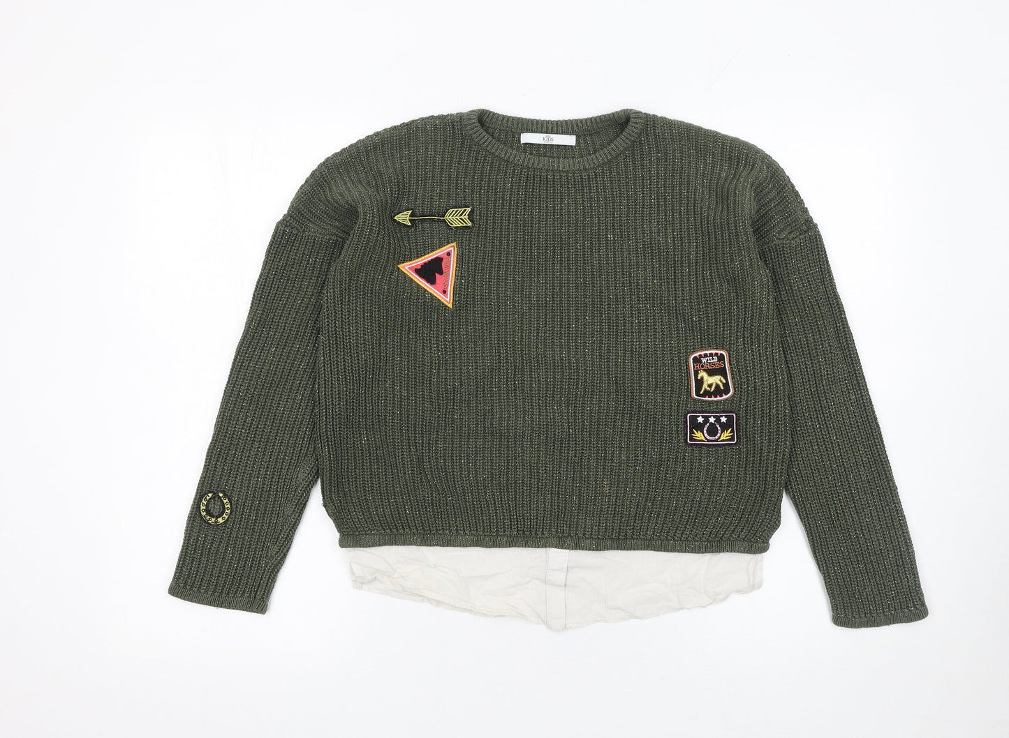 Girls UK Size 11-12 Years Marks and Spencer Green Pullover Jumper