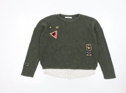 Girls UK Size 11-12 Years Marks and Spencer Green Pullover Jumper