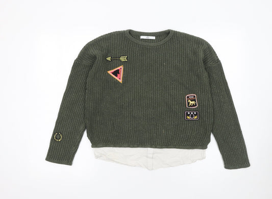 Girls UK Size 11-12 Years Marks and Spencer Green Pullover Jumper