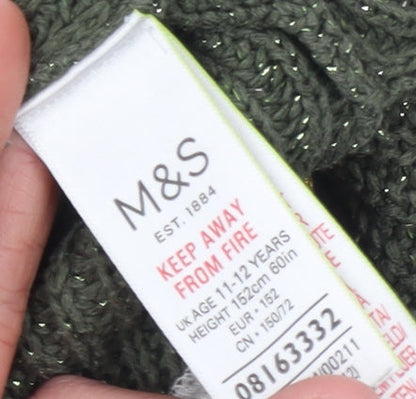 Girls UK Size 11-12 Years Marks and Spencer Green Pullover Jumper