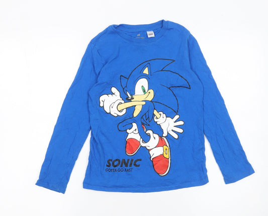 Boys UK Size 8-10 Years H&M Blue Basic T-Shirt