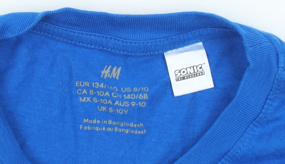 Boys UK Size 8-10 Years H&M Blue Basic T-Shirt