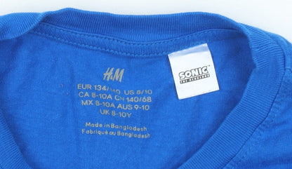 Boys UK Size 8-10 Years H&M Blue Basic T-Shirt
