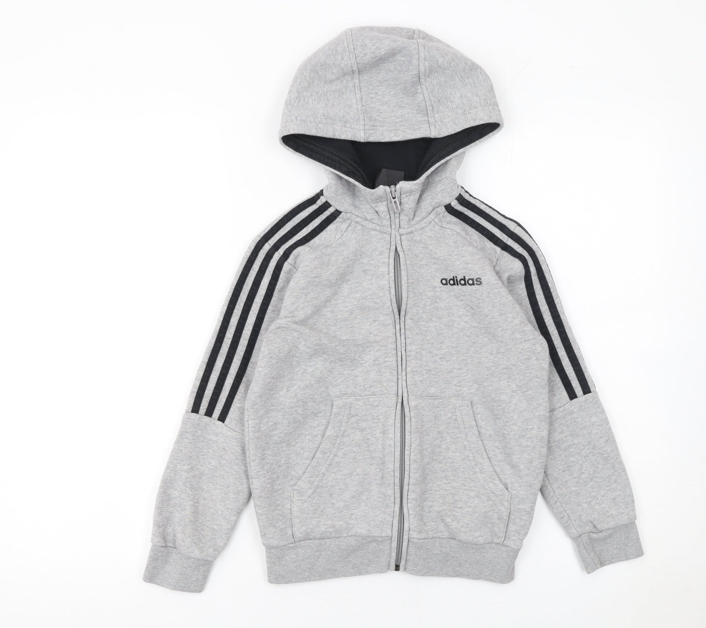Boys UK Size 7-8 Years adidas Grey Full Zip Hoodie