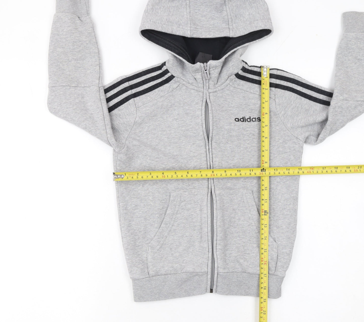 Boys UK Size 7-8 Years adidas Grey Full Zip Hoodie