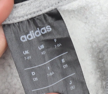 Boys UK Size 7-8 Years adidas Grey Full Zip Hoodie