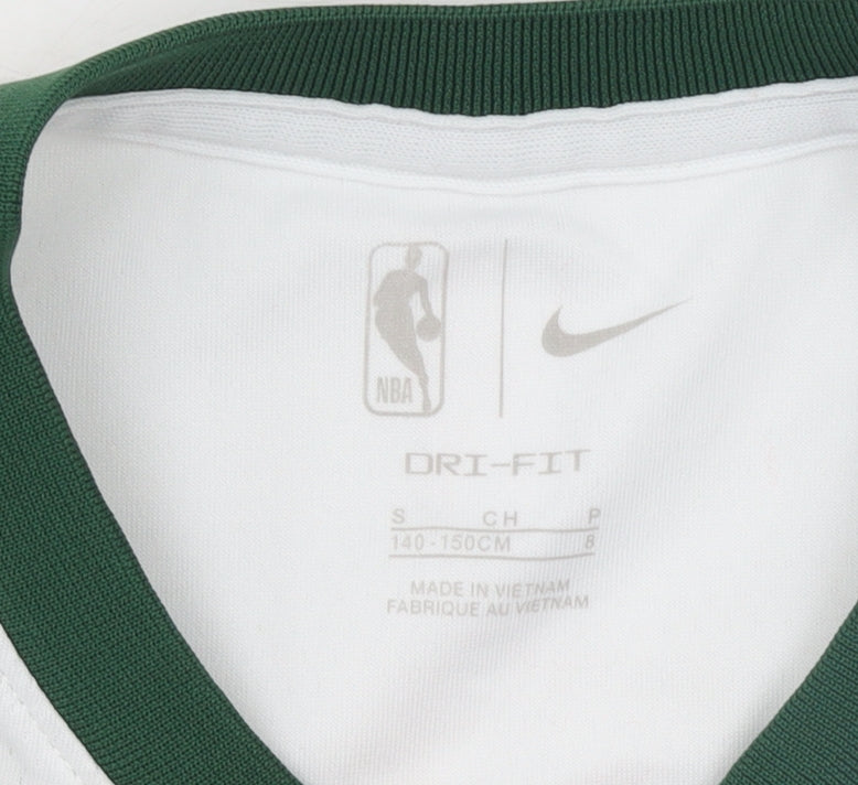 Nike Boys White Basketball Tank Jersey Small 140-150cm Dri-FIT NBA Bucks