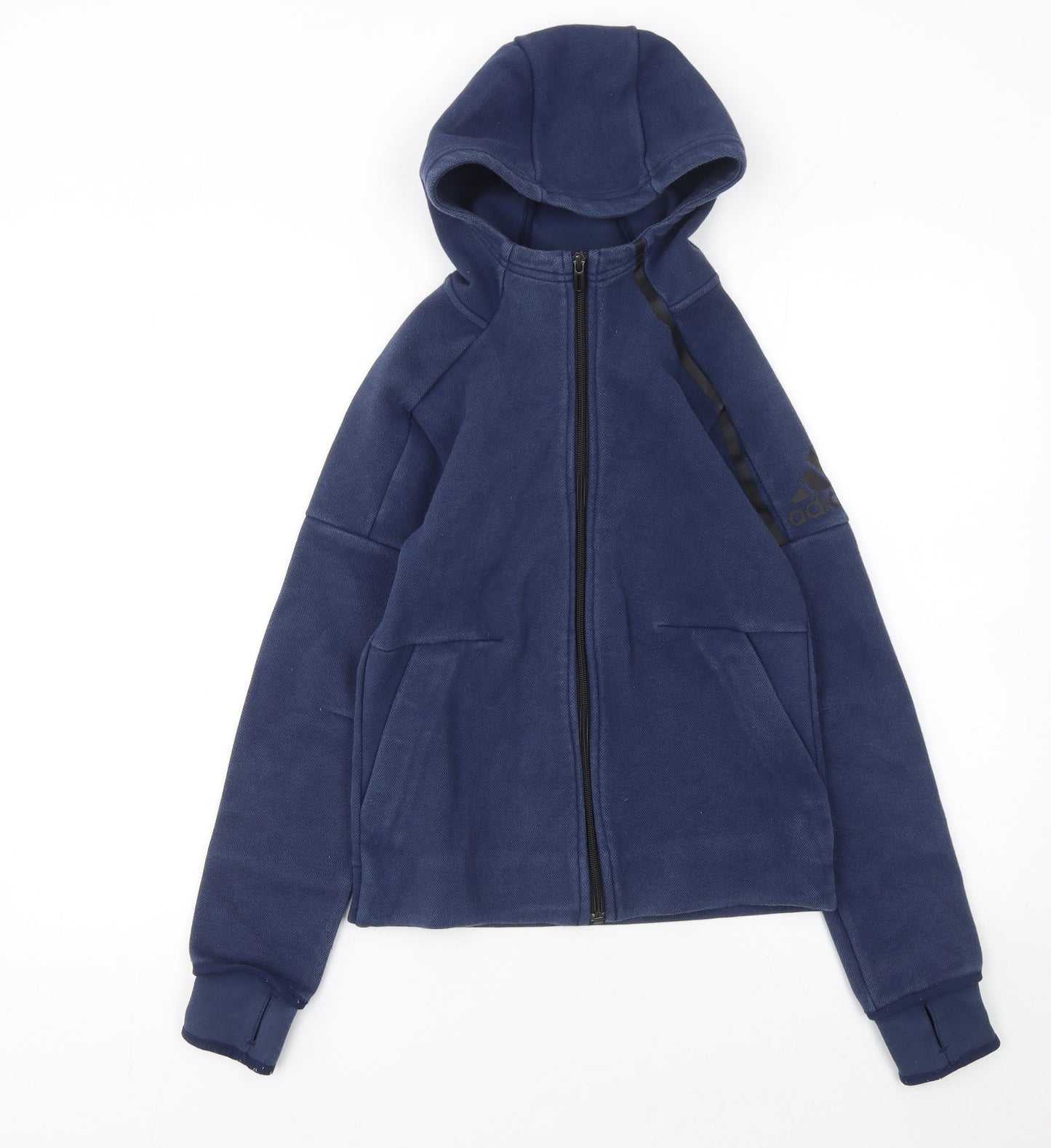 Boys UK Size 11-12 Years adidas Blue Full Zip Hoodie