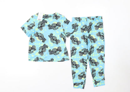 Originals Boys Blue Monster Truck Pyjama Set 4-5 Years Jersey Cotton