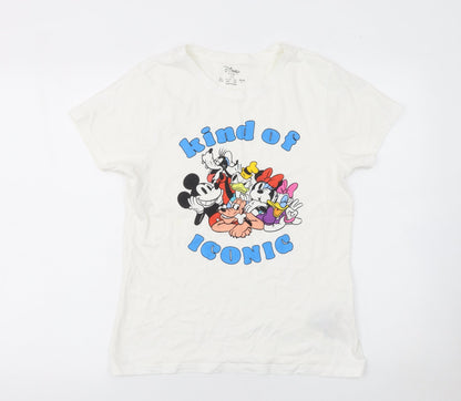 Womens UK Size XS Disney White Basic T-Shirt