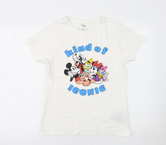 Womens UK Size XS Disney White Basic T-Shirt