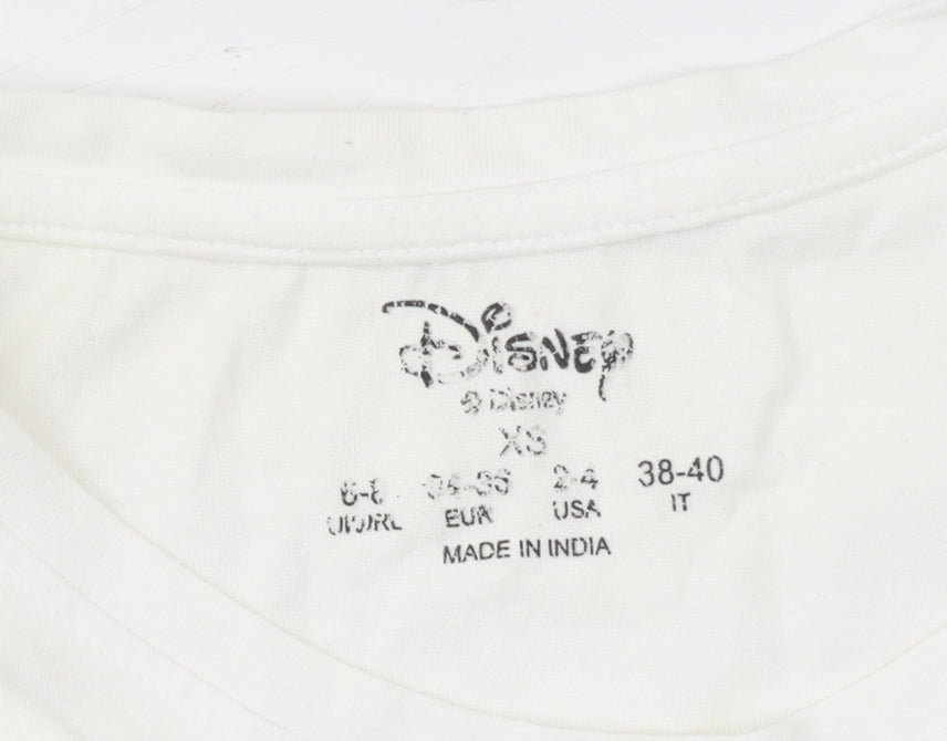 Womens UK Size XS Disney White Basic T-Shirt