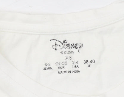Womens UK Size XS Disney White Basic T-Shirt