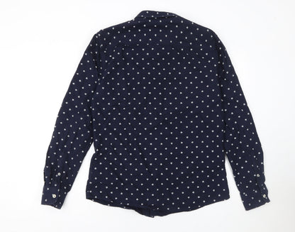 XV Kings Men’s Blue Geometric Cotton Long Sleeve Button-Up Shirt L