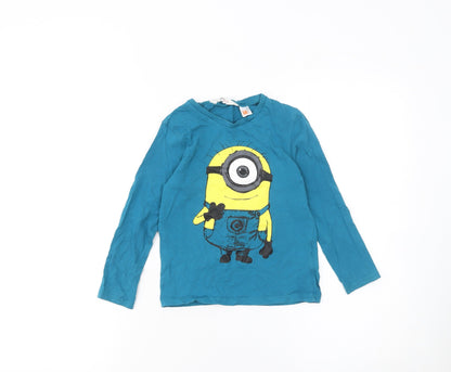 Boys UK Size 4-6 Years H&M Blue Basic T-Shirt