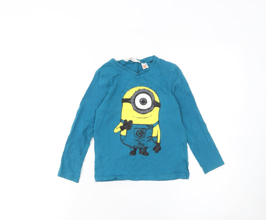 Boys UK Size 4-6 Years H&M Blue Basic T-Shirt