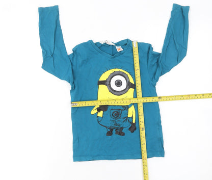 Boys UK Size 4-6 Years H&M Blue Basic T-Shirt