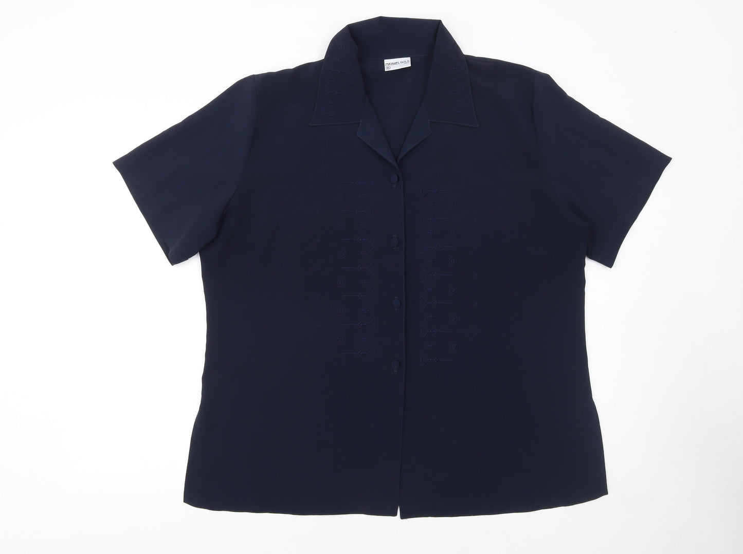 Womens UK Size XL Michael Gold Blue Classic Blouse
