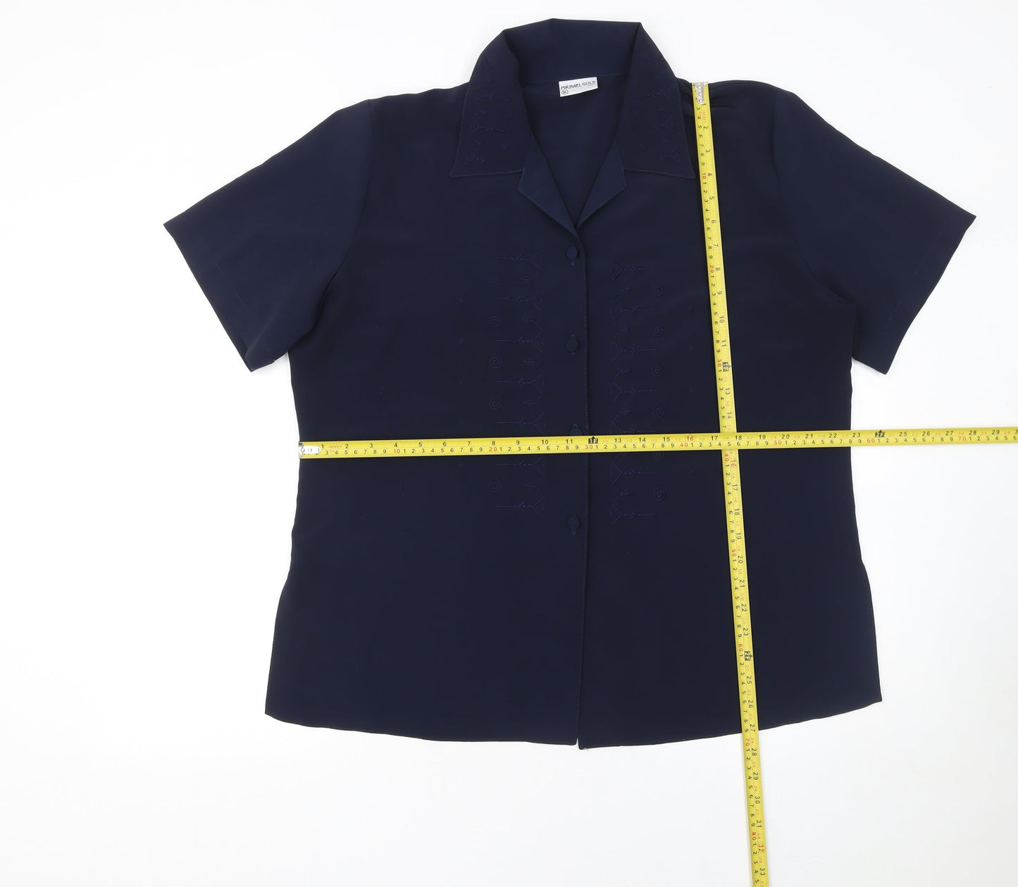 Womens UK Size XL Michael Gold Blue Classic Blouse