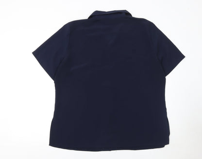 Womens UK Size XL Michael Gold Blue Classic Blouse