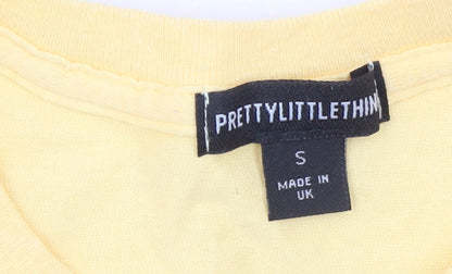 Womens UK Size S PRETTYLITTLETHING Yellow Basic T-Shirt