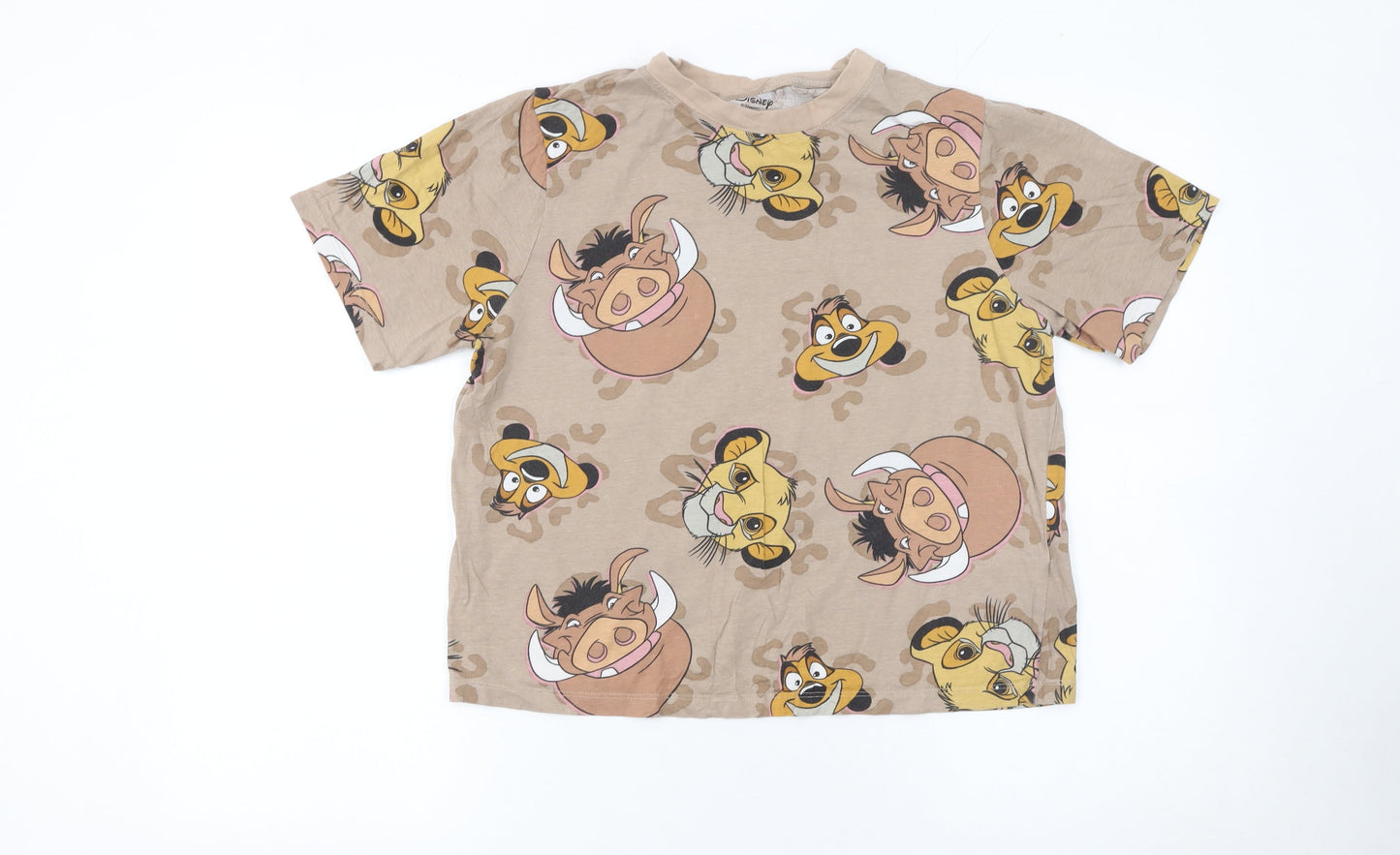 Womens UK Size S Disney Beige Basic T-Shirt