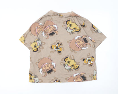 Womens UK Size S Disney Beige Basic T-Shirt