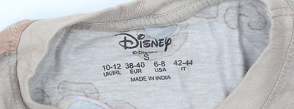 Womens UK Size S Disney Beige Basic T-Shirt