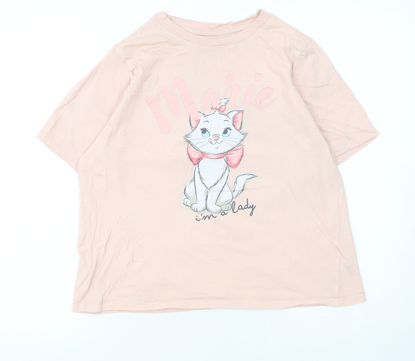 Womens UK Size S Disney Pink Basic T-Shirt