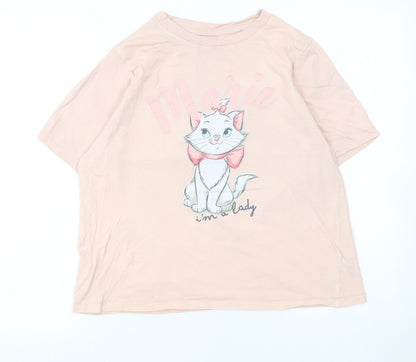 Womens UK Size S Disney Pink Basic T-Shirt