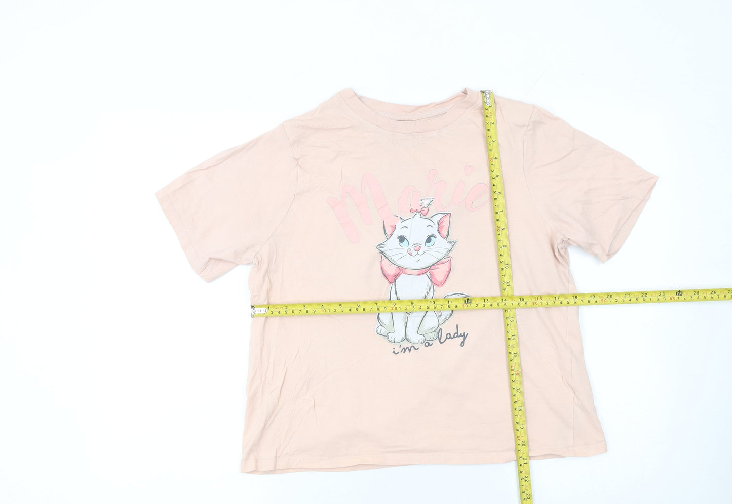 Womens UK Size S Disney Pink Basic T-Shirt