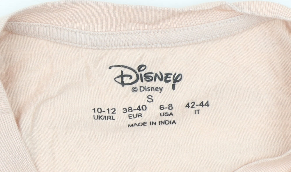 Womens UK Size S Disney Pink Basic T-Shirt