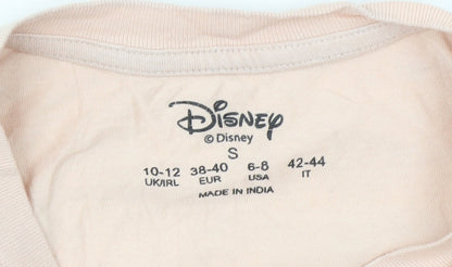 Womens UK Size S Disney Pink Basic T-Shirt