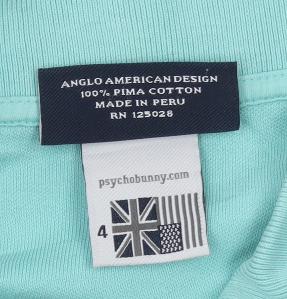 Unisex Adults UK Size 4 Psycho Bunny Blue Basic Polo