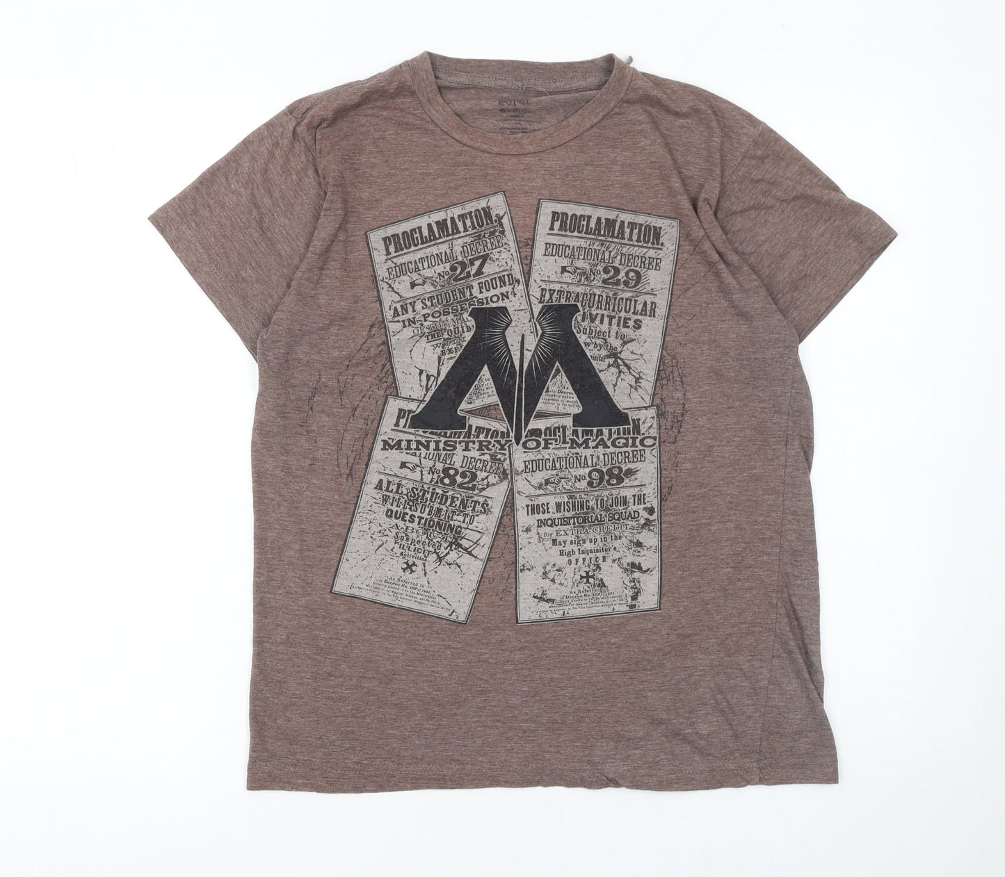 Womens UK Size M Harry Potter Brown Basic T-Shirt