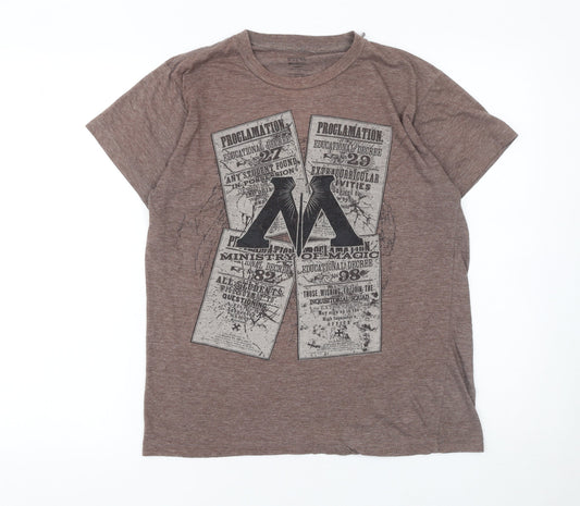 Womens UK Size M Harry Potter Brown Basic T-Shirt