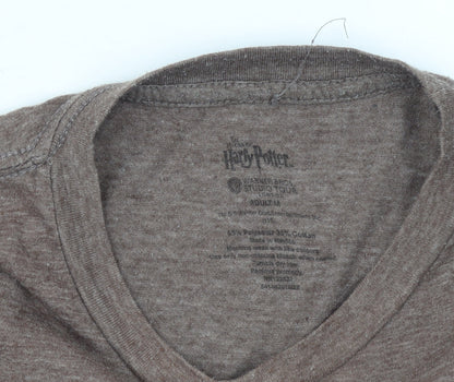 Womens UK Size M Harry Potter Brown Basic T-Shirt
