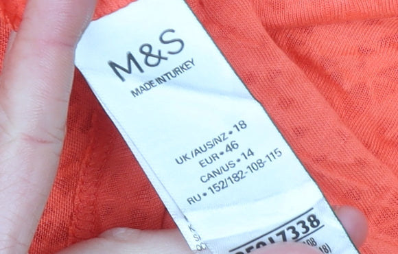 Marks and Spencer Women’s Orange Size 18 Lightweight Active T-Shirt