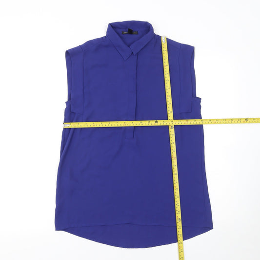 Womens UK Size S Mango Blue Basic Blouse
