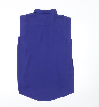 Womens UK Size S Mango Blue Basic Blouse